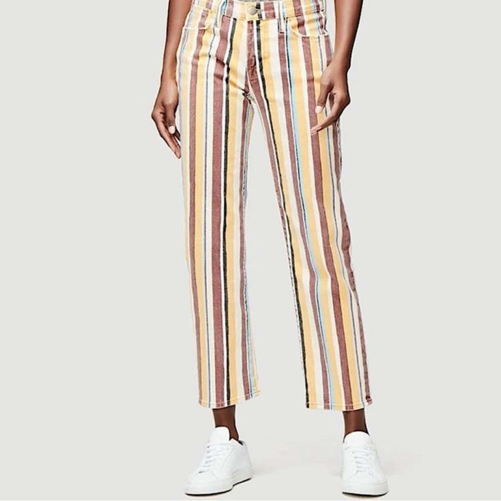 FRAME DENIM LE HIGH STRAIGHT IN PAINTERLY STRIPE 🌿 SIZE 25 ✨